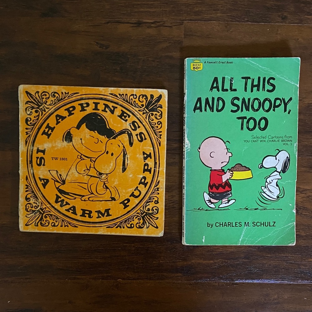 2 Vintage Paperbacks: All This & Snoopy, Too + Happiness is a Warm Puppy